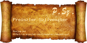 Preiszler Szilveszter névjegykártya